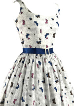Lovely 1950s Novelty Butterfly Print Cotton Dress- New!