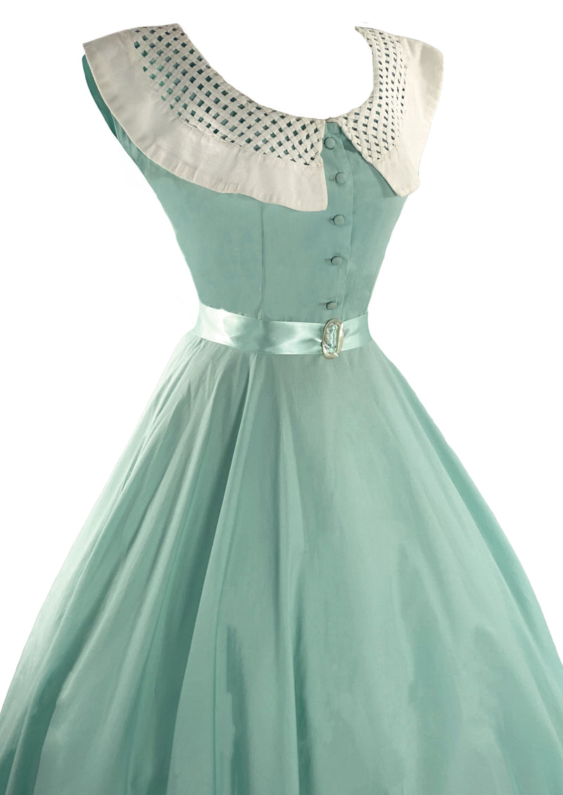 Vintage 50s to Early 60s Mint Green Cotton Dress- New!