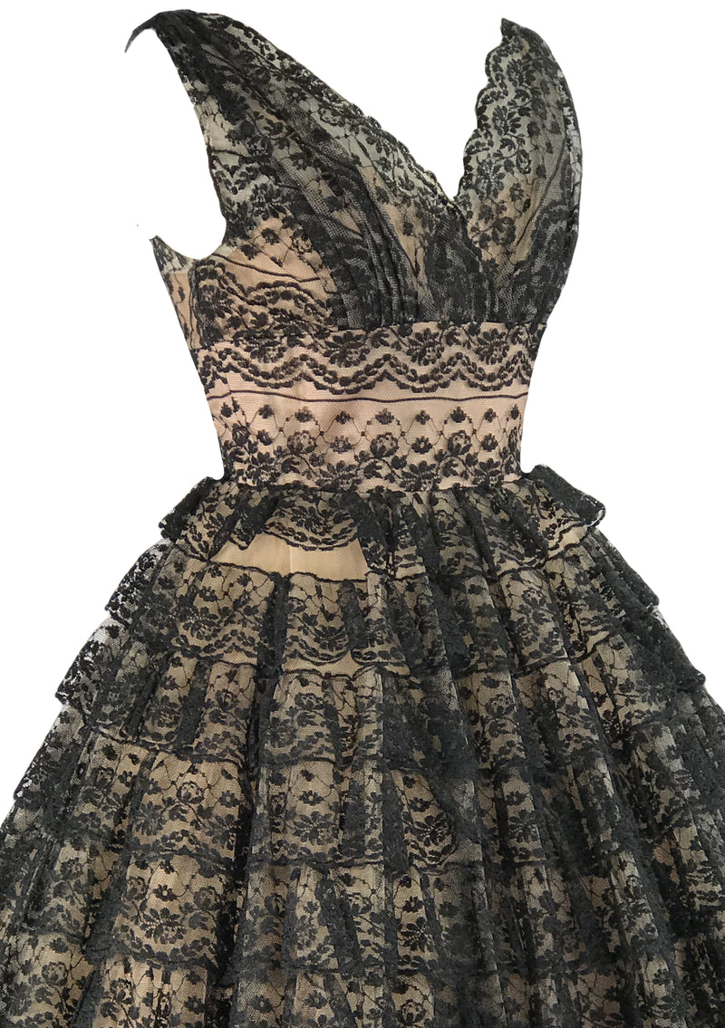 Spectacular 1950s Black Lace Cocktail Dress- New!