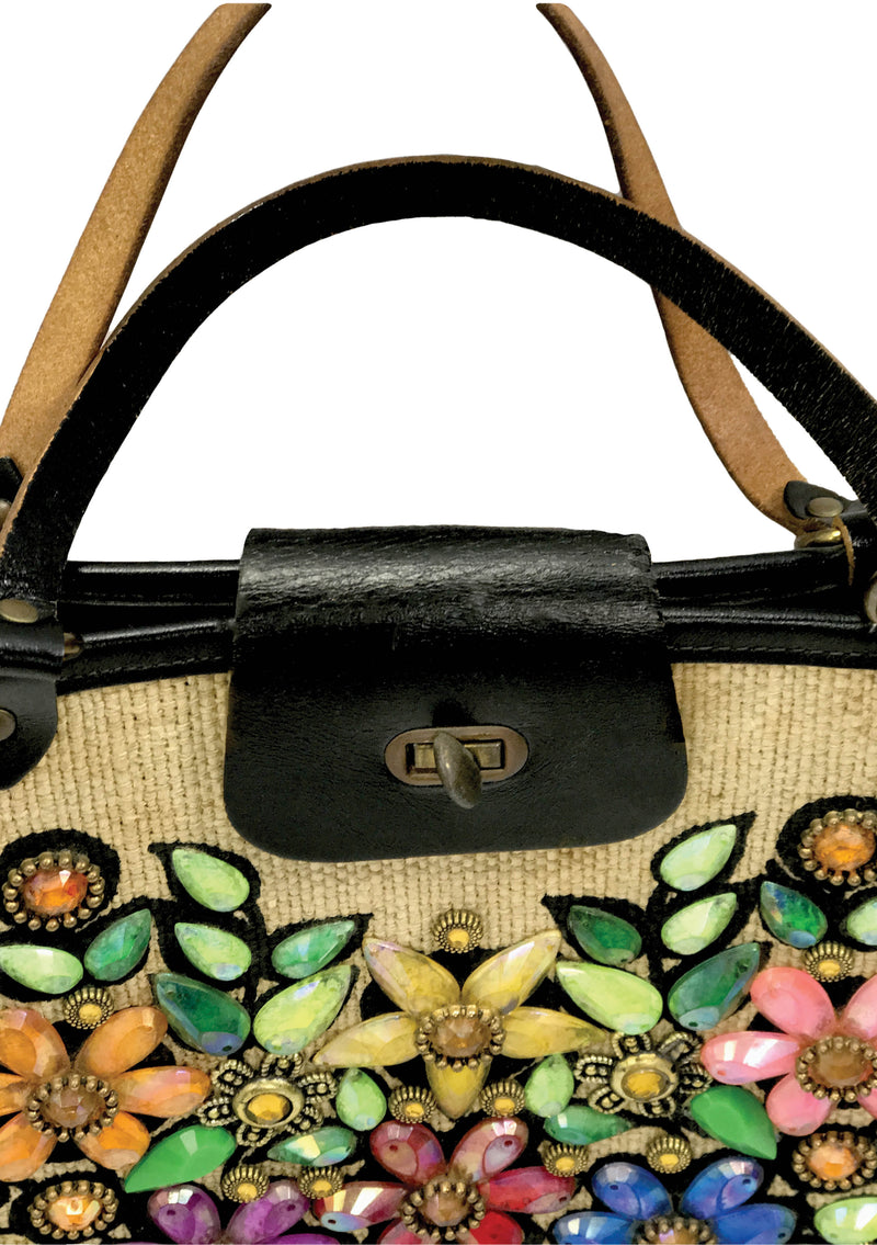 Vintage 1960s Edith Collins Jewelled Canvas Handbag - New!