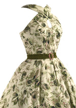 Vintage 1950s Cross-Over Neckline Floral Dress - New!