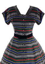 Striking 1950s Rainbow Striped Taffeta New Look Dress- New!