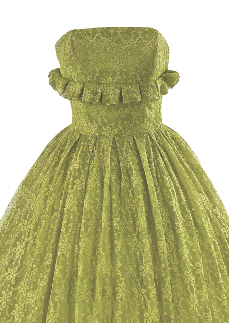 Early 1960s Chartreuse Lace Party Dress - NEW!