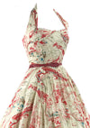 Incredible 1950s Designer Splatter Cotton Halter Dress - New! (ON HOLD)