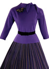 Stylish Designer 1950s Purple Wool Top and Skirt Set- New!