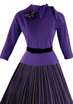 Stylish Designer 1950s Purple Wool Top and Skirt Set- New!