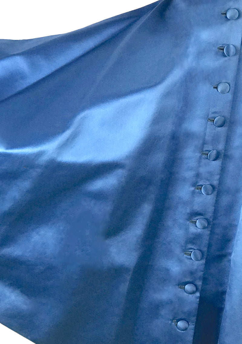 Amazing Late 1950s Blue Silk Satin Cocktail Dress- New!