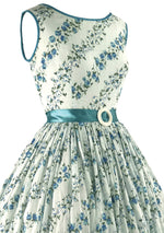 Lovely 1950s Blue & White Roses Print Dress- New! (ON HOLD)