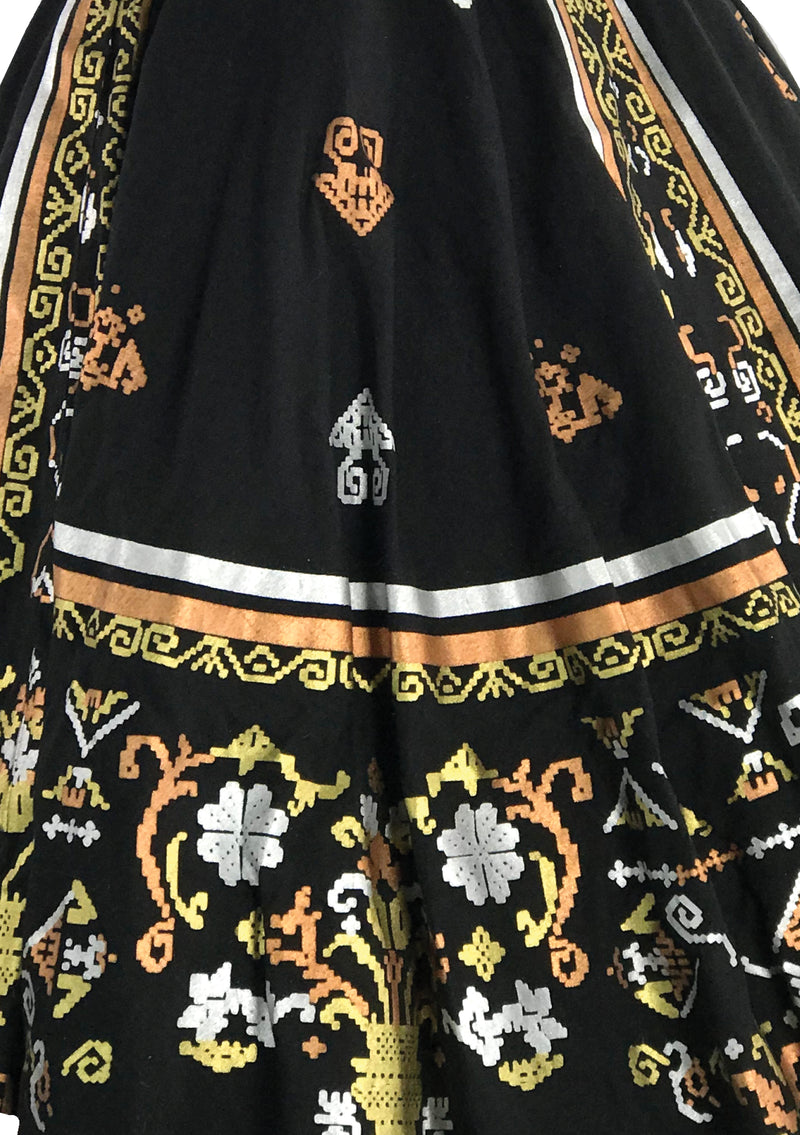 Vintage 1950s Maya de Mexico Hand Painted Skirt- New!