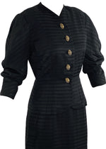 Vintage Late 1940s Designer Black Striped Cocktail Suit - NEW!