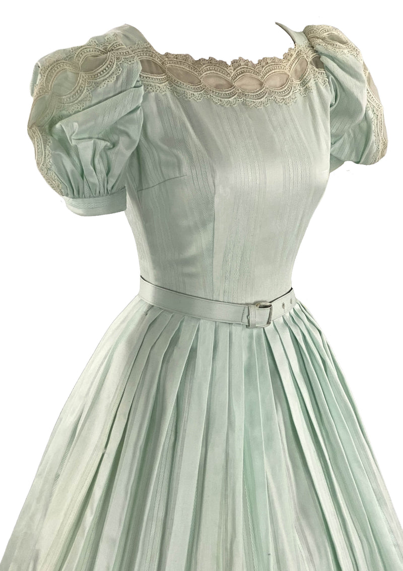Vintage Deadstock 1950s Mint Green Cotton Dress- New!