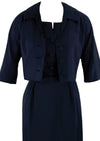 1950s Designer Navy Blue Silk Ensemble - New!