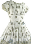 Vintage 1950s Blue Daisy Border Print Cotton Dress - New!