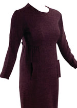 Vintage 1960s Merlot Coloured Flecked Wool Dress- New!