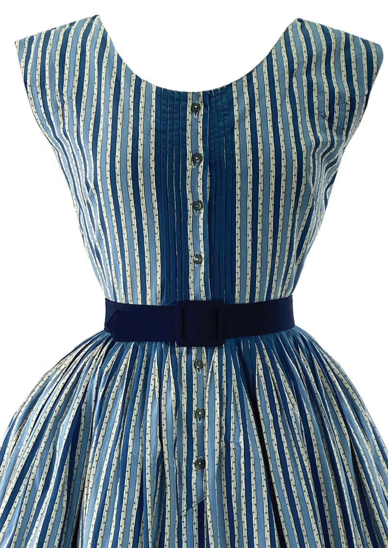 Vintage 1950s Blue and White Stripes Horrockses Dress- New!