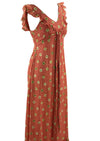 1970s Rose Print Maxi Dress with Frills