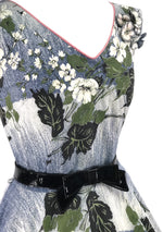 1950s Dogwood Floral Sprays 3D Applique Cotton Dress - New!
