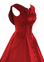 1950s Designer Red Silk Satin New Look Cocktail Dress New! ON HOLD