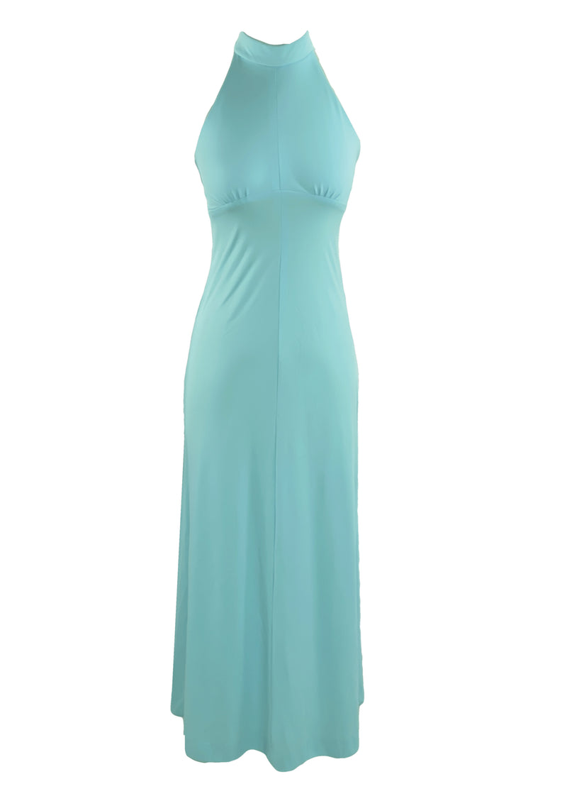 Vintage 1970s Blue Hooded Maxi Dress Ensemble - NEW!