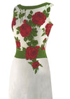 Vintage 1960s White Linen Dress with Red Roses- New! (RESERVED)