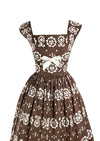 Vintage 1950s Brown and White Horrockses Designer Dress- New!