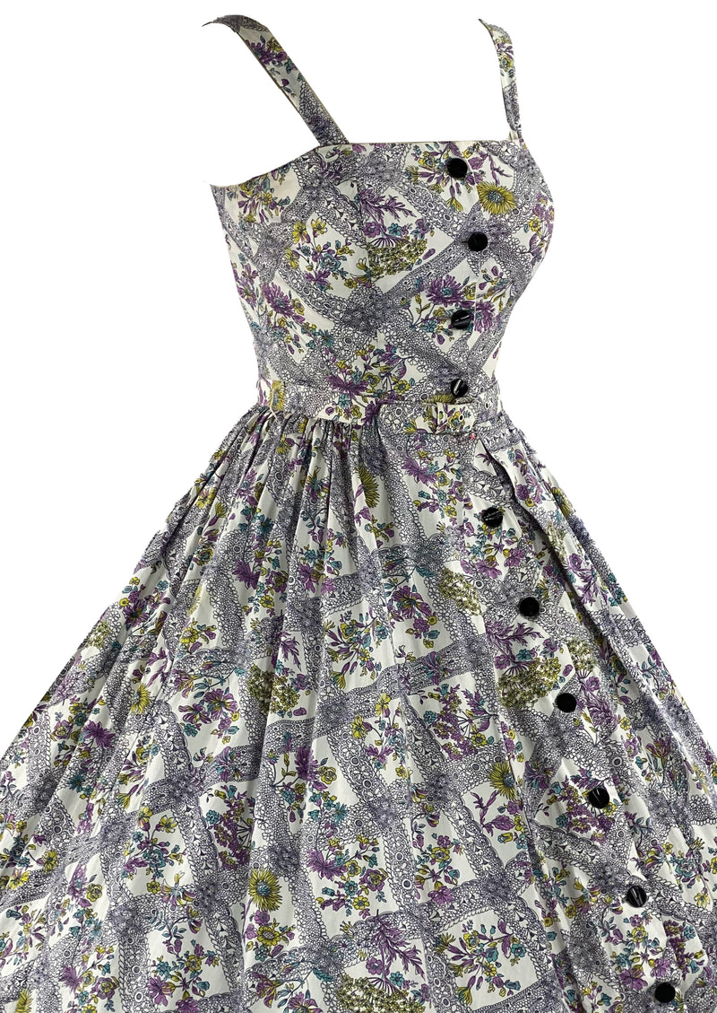 Late 1950s to Early 1960s Lilac Sprig Floral Sundress - NEW!