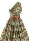 Late 1950s Florentine Print Cotton Dress - New!