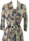 Vintage 1940s Floral Bouquet Crepe Draped Dress - New!