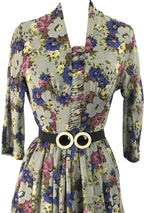 Vintage 1940s Floral Bouquet Crepe Draped Dress - New!