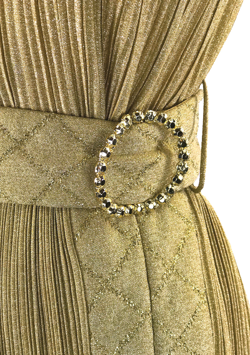 Groovy 1970s Gold Lame Party Dress & Hot Pants Ensemble- New!