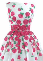 1950's Magenta Pink Floral Cascading Roses Dress - New!