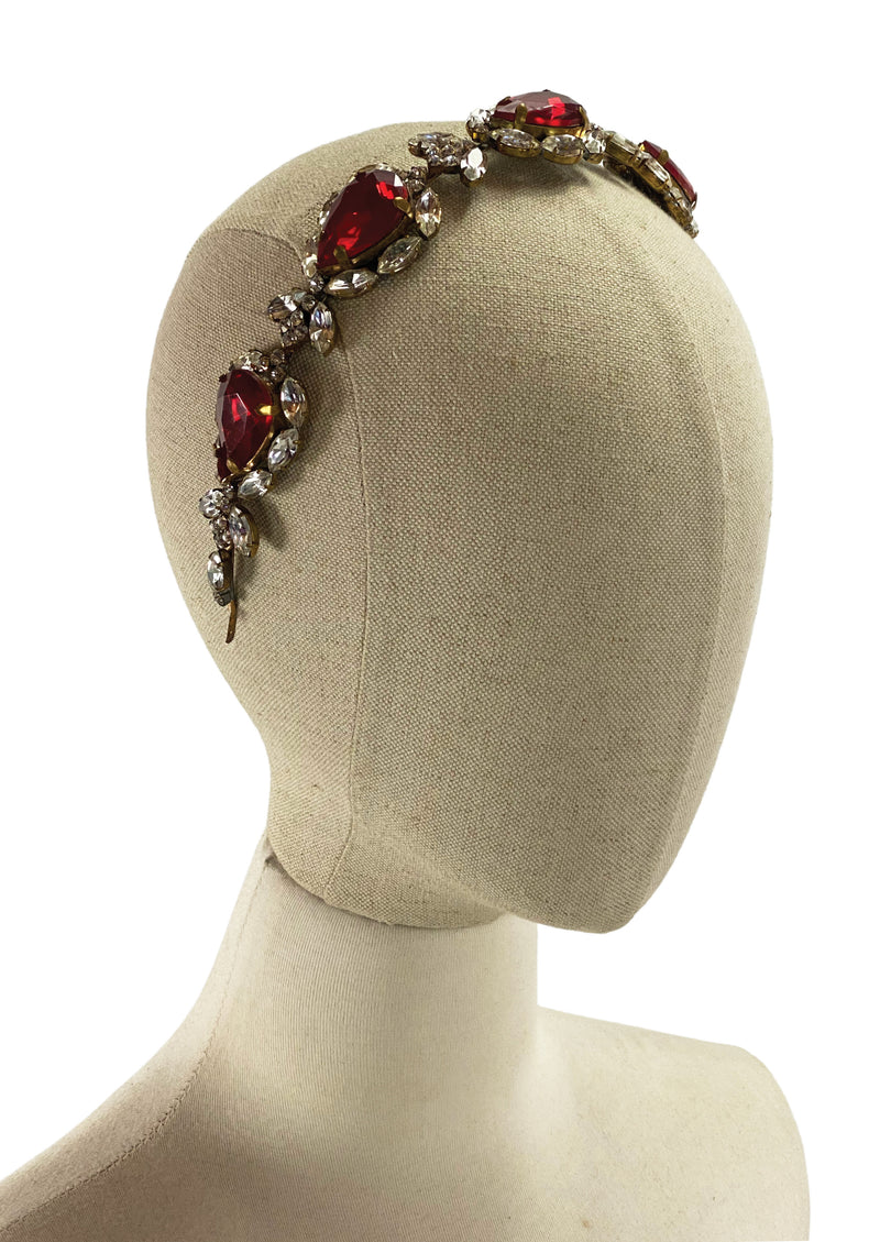 Gorgeous Ruby Red and Clear Crystal Headband - New!