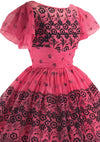 Stunning 1950s Pink Flocked Party Dress- New!