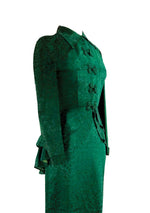 Late 1940s Designer Emerald Green Damask Suit- New!