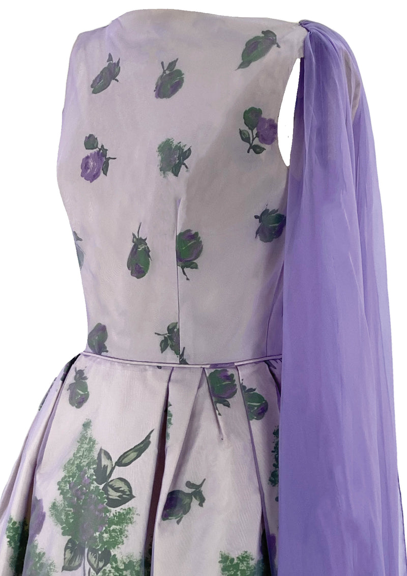 Early 1960s Purple Roses Overlay Dress New!