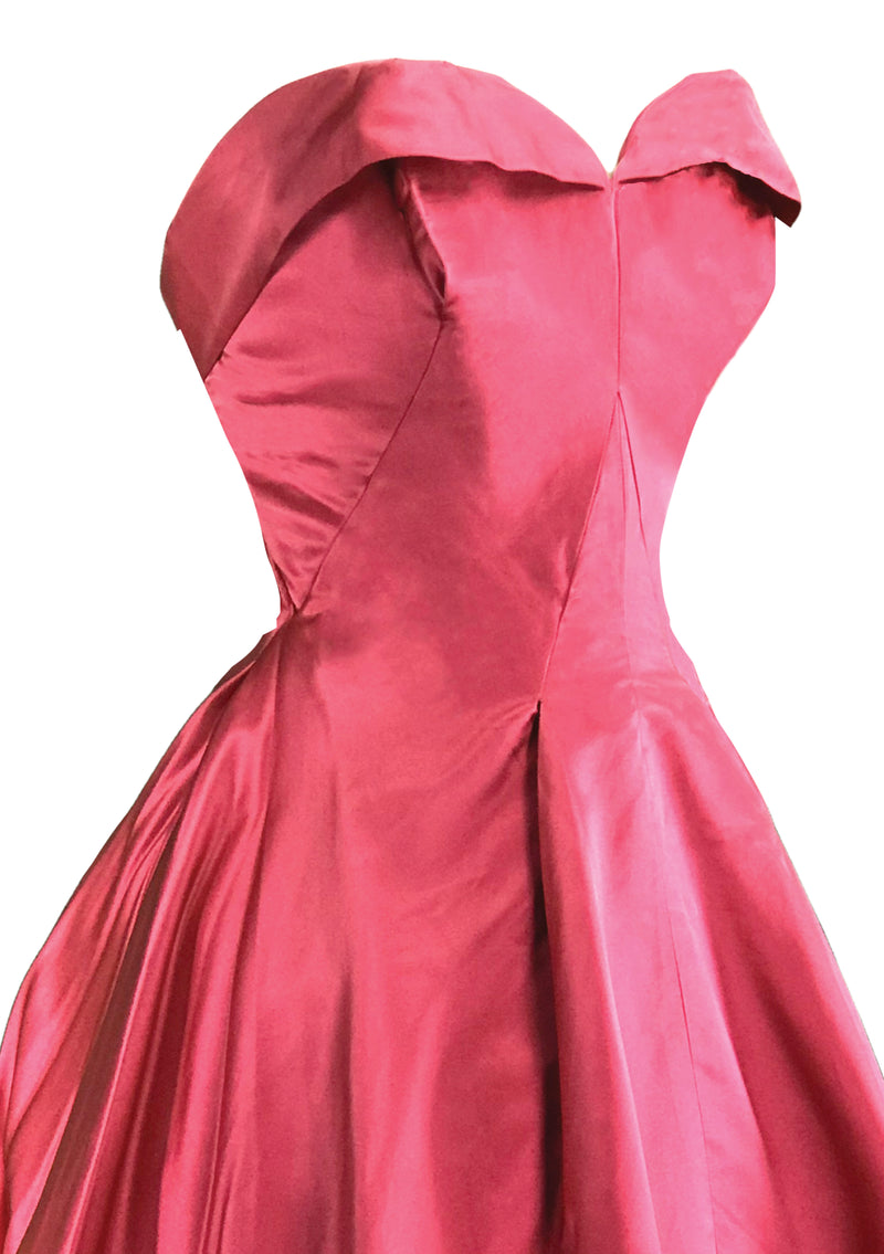 1950s Fuchsia Coloured Silk Taffeta Party Dress - New!