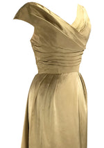 Stunning 1950s Liquid Gold Satin Party Dress- New!
