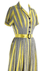 Stunning 1940s Striped Rayon Day Dress- New!