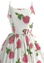 Vintage 1950s Pink Roses Pique Cotton Sundress- New! (ON HOLD)