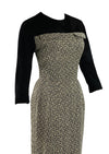 1950s Black and White Wool Designer Wiggle Dress - New!