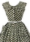 Late 1950s to Early 1960s Green & White Checkerboard Dress- NEW!