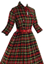 Late 1950s to Early 1960s Red and Green Tartan Dress  - NEW!