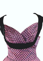 1950's Purple & Black Flocked Party Dress Ensemble - New!