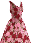 Stunning 1950s Silk Rose Print Dress- New!