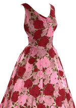 Stunning 1950s Silk Rose Print Dress- New!