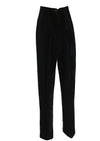 Vintage 1950s Black Cotton Velvet Rose Applique Slacks- New!