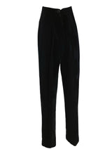 Vintage 1950s Black Cotton Velvet Rose Applique Slacks- New!