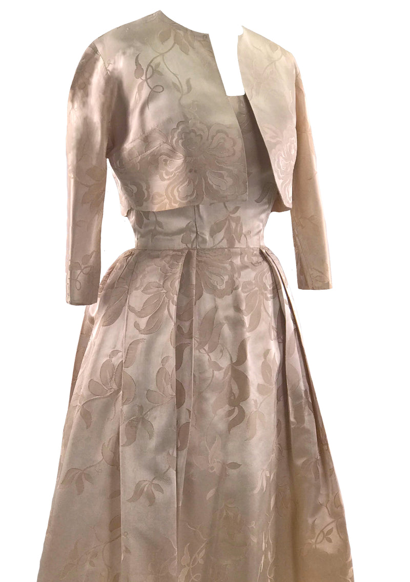 Vintage Early 1950s Pink Satin Brocade Dress- New!