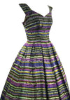 Vintage 1950s Striped Taffeta Dress Ensemble- New!