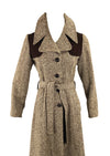 Fabulous Vintage 1970s Brown Tweed Look Wool Coat - New!
